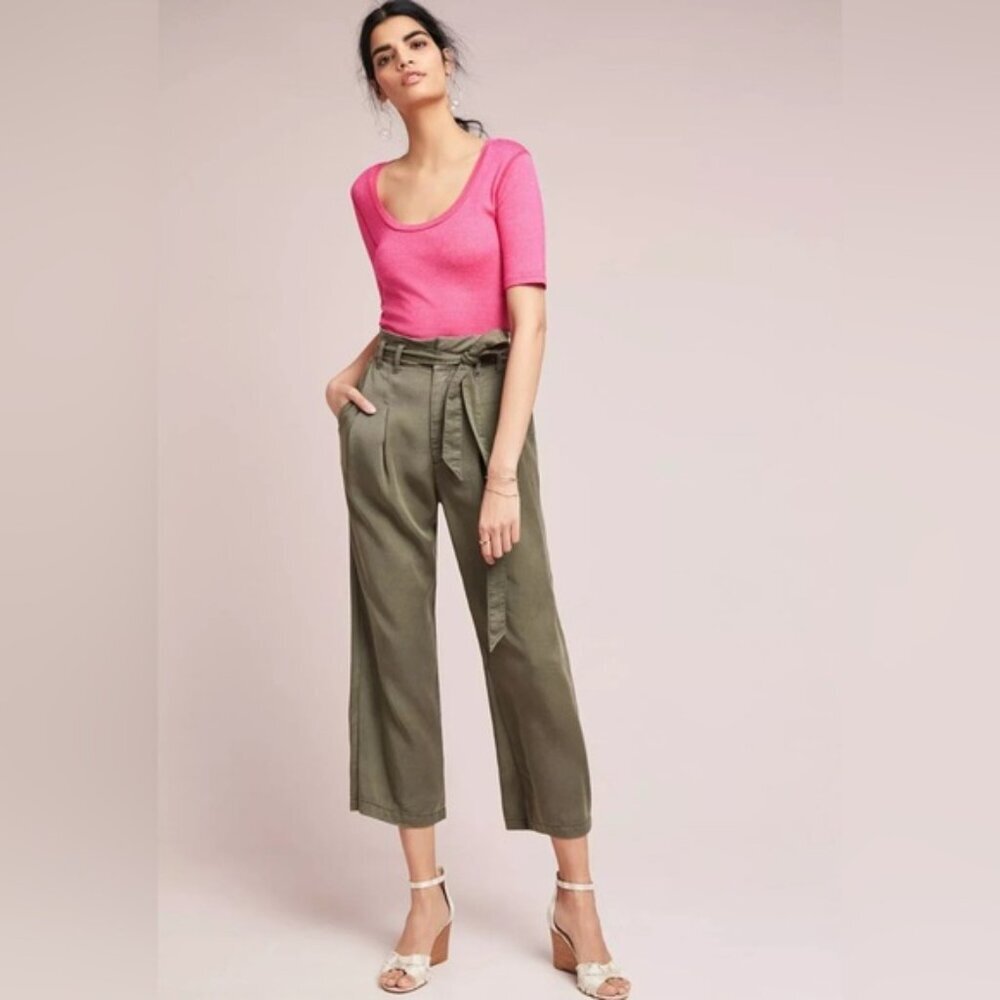 Anthropologie Michael Stars Women Top Pink Metallic Scoop Neck Tee‎ USA MADE M/L